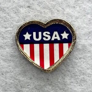 🔮 5/$25 Vintage USA America Heart Pin